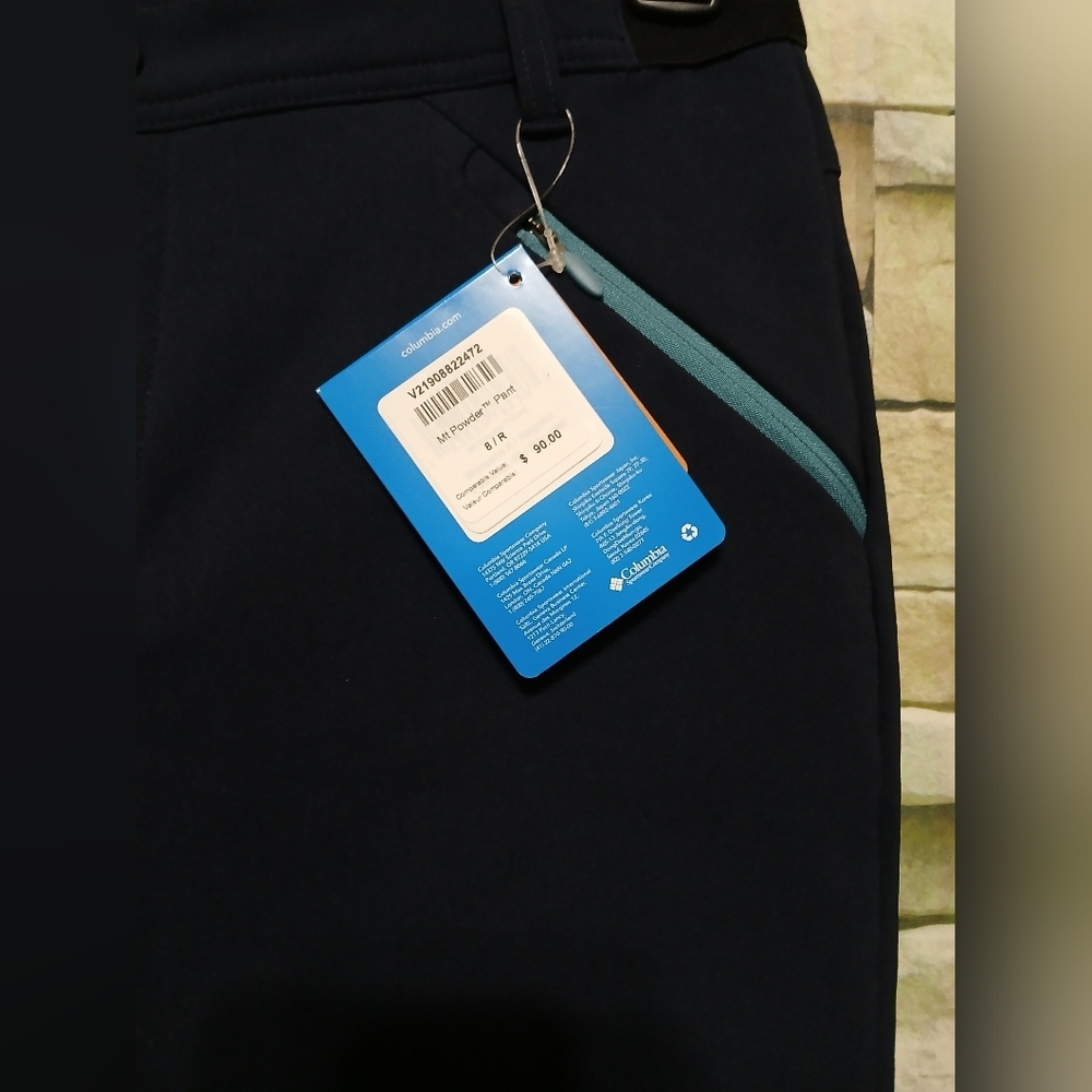 Women's Columbia Size 8 Mt. Powder Pant Water Repelling Blue Zip Pockets Lined - Picture 8 of 9